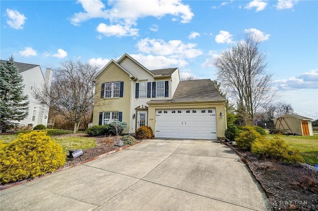 view of front property with a garage