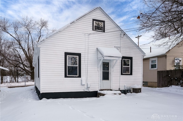 view of snow covered property