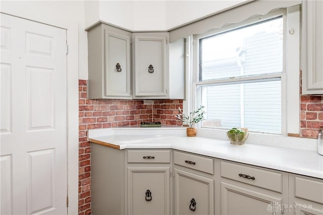 kitchen featuring gray cabinetry