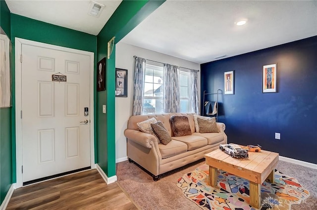 living room featuring hardwood / wood-style flooring