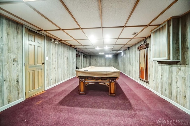 playroom featuring carpet and billiards