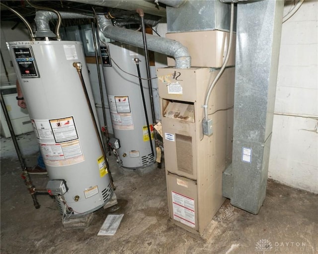 utility room with gas water heater