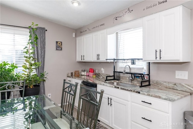 kitchen featuring sink, white cabinets, and a healthy amount of sunlight