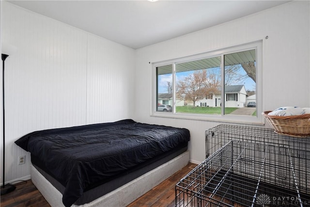 bedroom featuring dark hardwood / wood-style floors