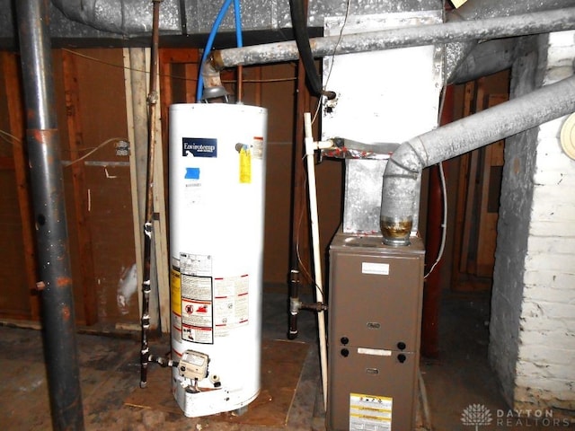 utility room with water heater