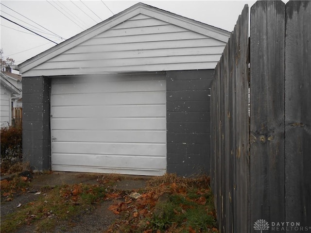 view of garage