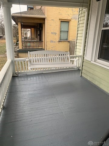 wooden deck with covered porch