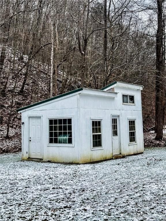 view of snow covered structure