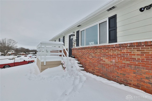 view of snow covered exterior