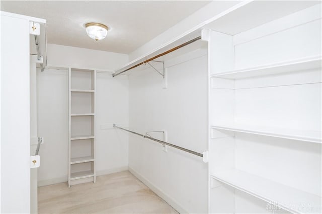 spacious closet with light wood-style flooring