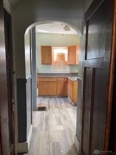 kitchen featuring light wood-type flooring