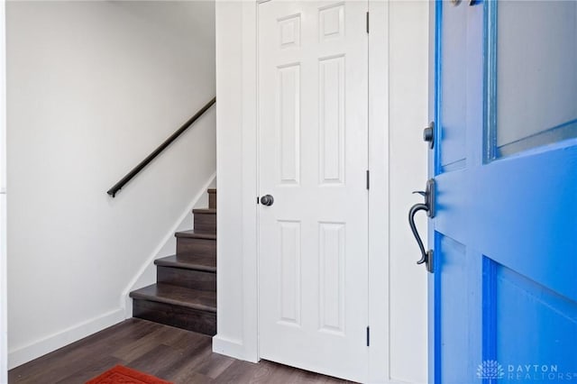 foyer with dark hardwood / wood-style flooring