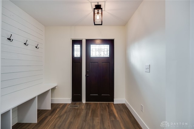 mudroom featuring dark hardwood / wood-style flooring