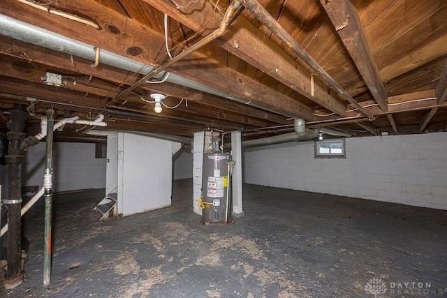 basement with water heater