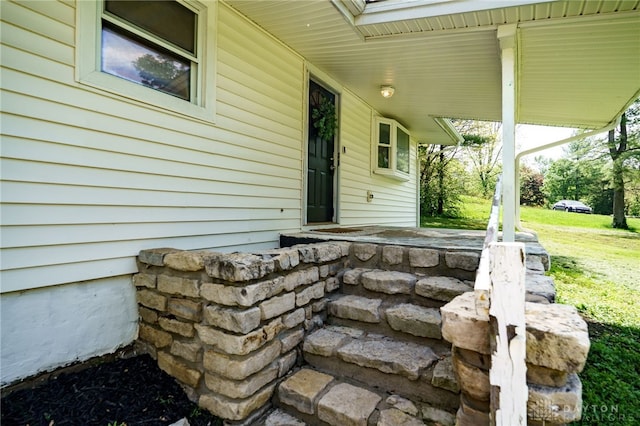 view of patio featuring a porch