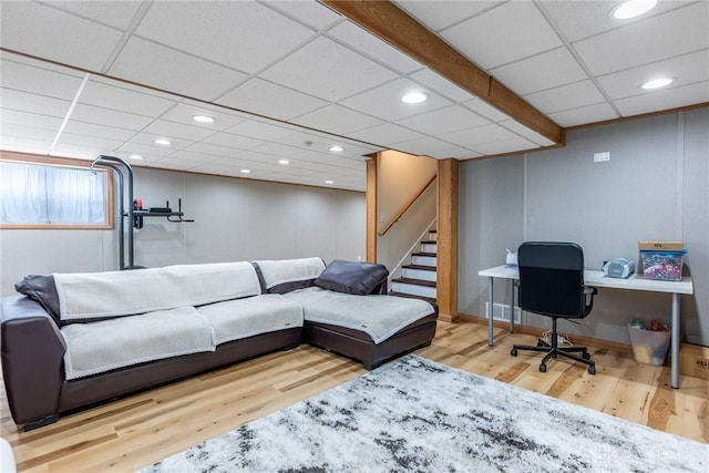 living room with hardwood / wood-style flooring