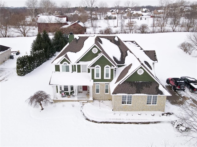 view of snowy aerial view