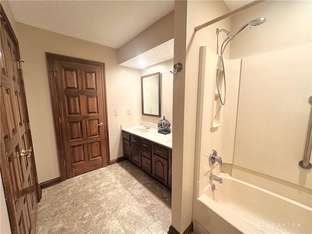 bathroom with vanity and shower / bath combination