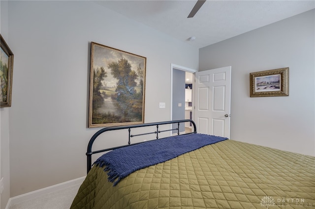 bedroom featuring carpet and ceiling fan