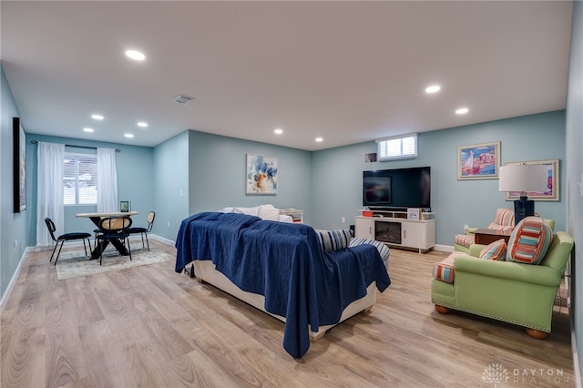 living room with light wood-type flooring