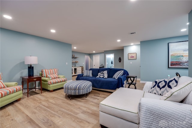 living room featuring light wood-type flooring