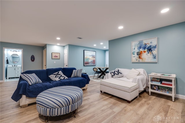 living room with light wood-type flooring