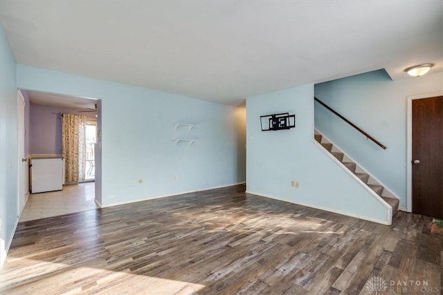 unfurnished living room featuring hardwood / wood-style flooring