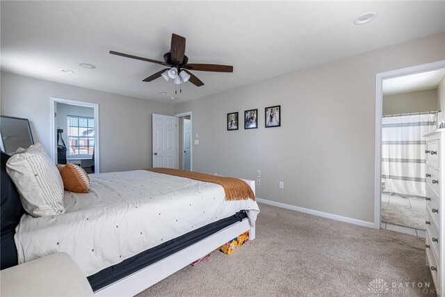 bedroom with carpet and ceiling fan