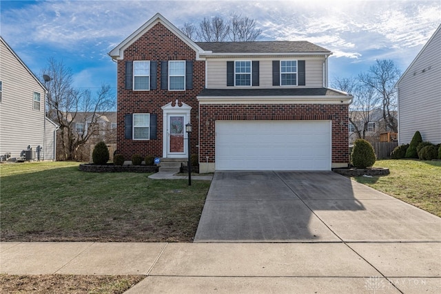 view of front of house featuring a garage and a front yard