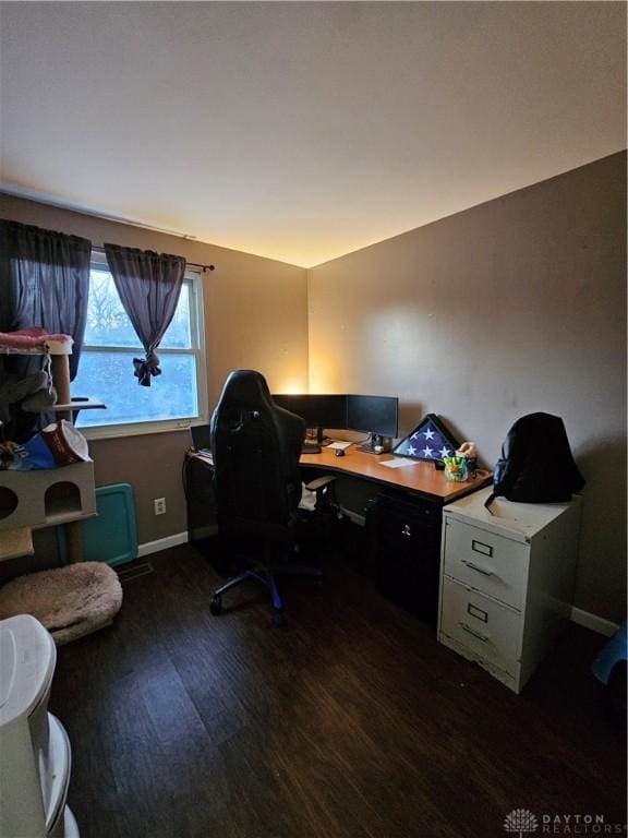 office featuring dark wood-type flooring