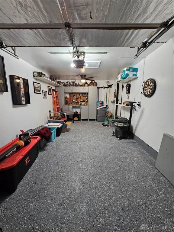 interior space with a garage door opener