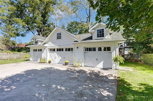 garage with a yard