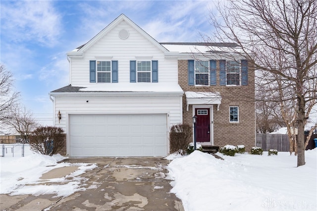 front of property with a garage