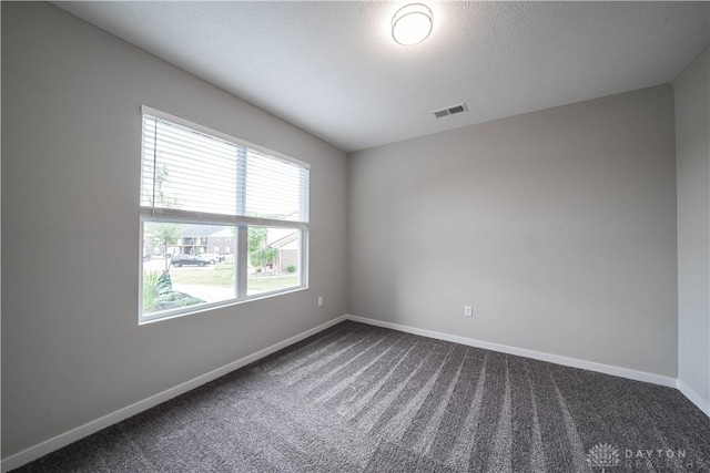 empty room featuring carpet flooring and a textured ceiling