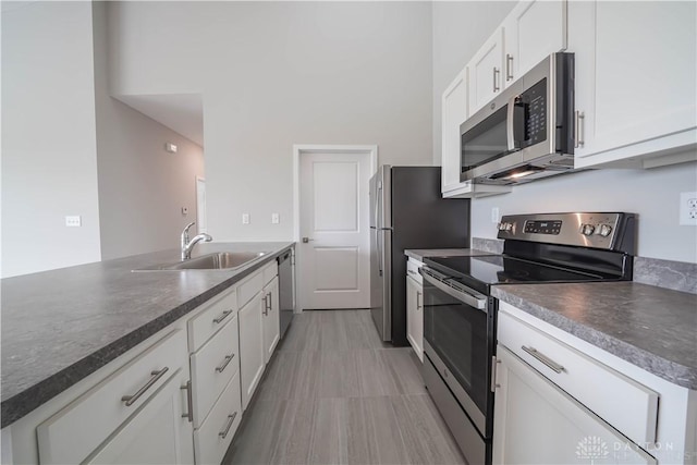 kitchen featuring sink, white cabinets, and appliances with stainless steel finishes