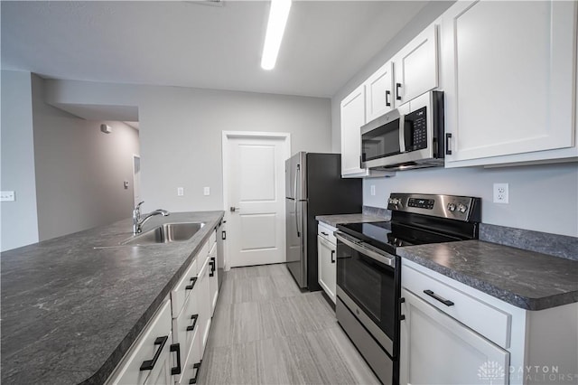 kitchen with white cabinetry, sink, and appliances with stainless steel finishes