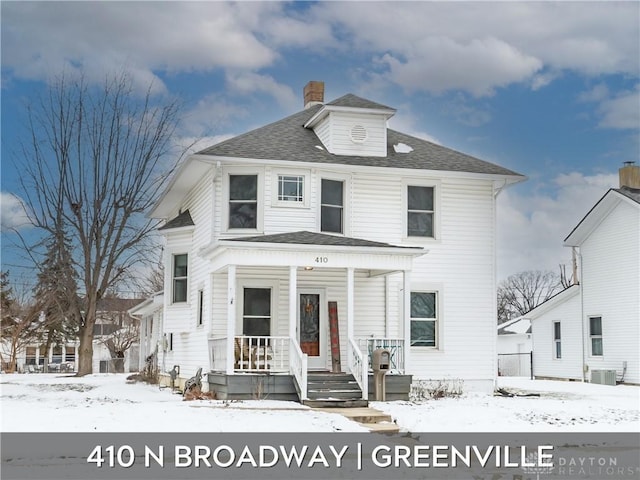 view of front of house featuring central AC