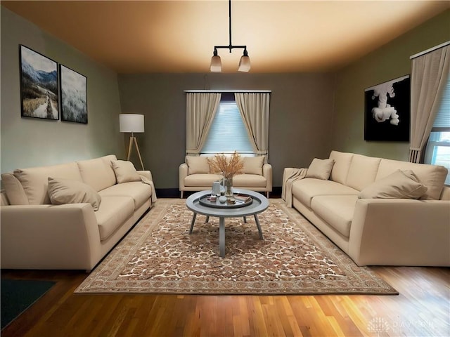 living room with wood-type flooring