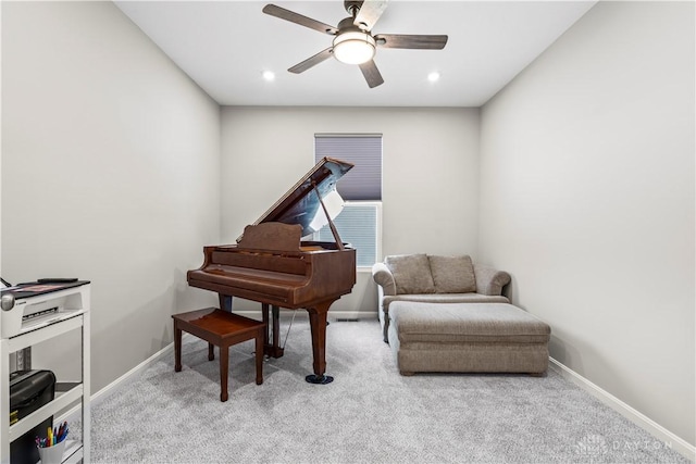 1189 Heathgate Way, Fairborn, OH 45324 - living area with a ceiling fan, baseboards, and carpet