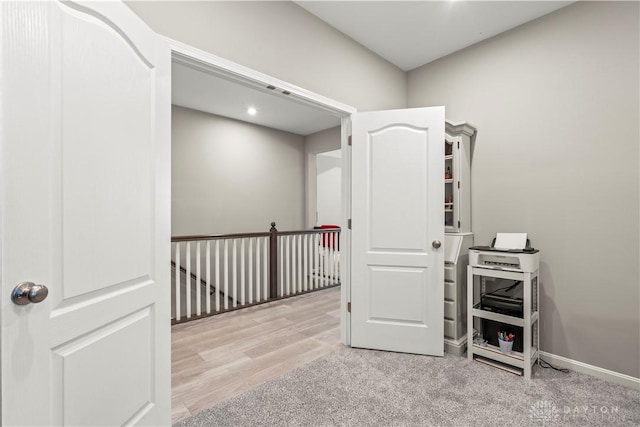 1189 Heathgate Way, Fairborn, OH 45324 - hallway with baseboards, carpet flooring, and an upstairs landing