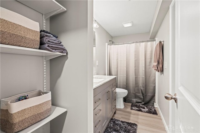 1189 Heathgate Way, Fairborn, OH 45324 - full bathroom featuring vanity, toilet, a shower with curtain, and wood finished floors