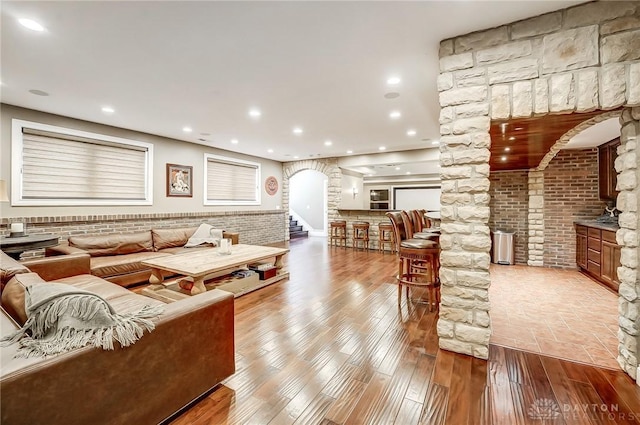 living room featuring light wood-type flooring