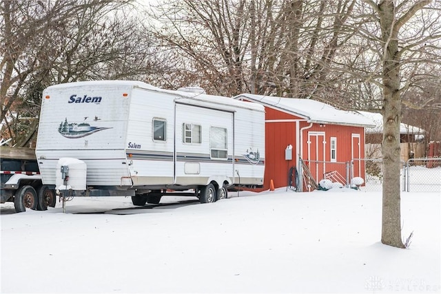 view of snow covered structure