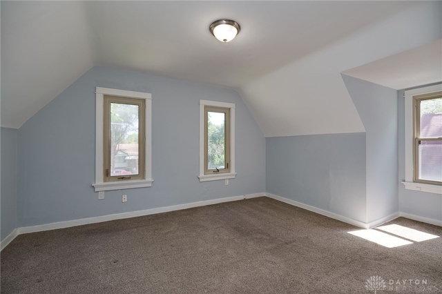 bonus room featuring carpet and lofted ceiling