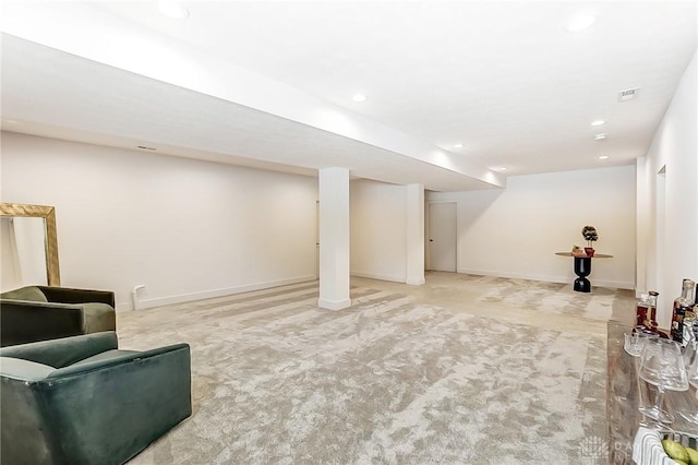 basement with carpet