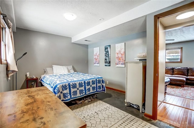 bedroom with a textured ceiling