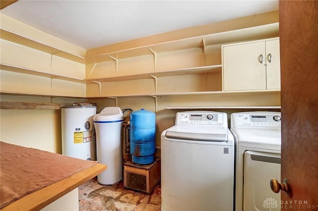 laundry room with washer and clothes dryer and water heater