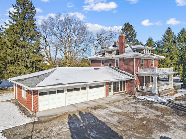 exterior space with a garage