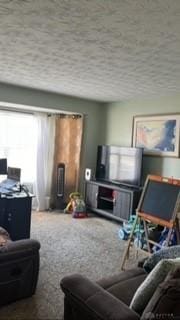 living room featuring a textured ceiling