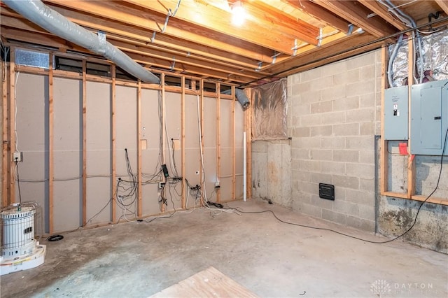 basement with electric panel